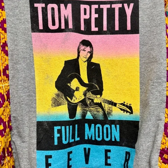 Tom Petty Graphic Tee with Colorful Kimono Sleeves - Picture 4 of 7